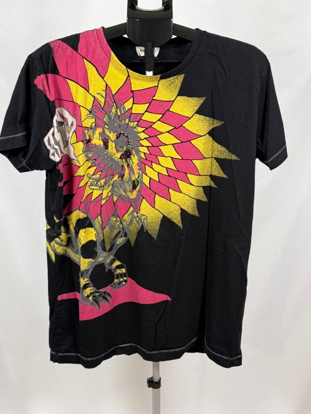 Vintage Diesel Y2K Pink Yellow Hooded Lizard Graphic Tee